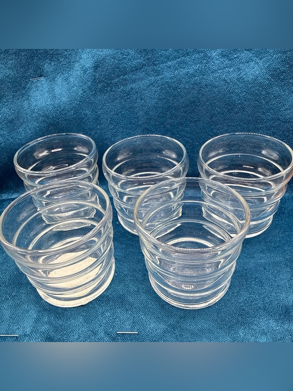 CRISA Lot of 5 Clear Glass Rippled Votive or Tealight Candle Holders #6820